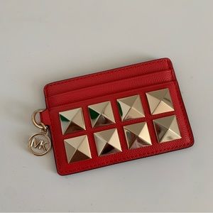 MICHAEL KORS Small Studded Textured Leather Card Case
